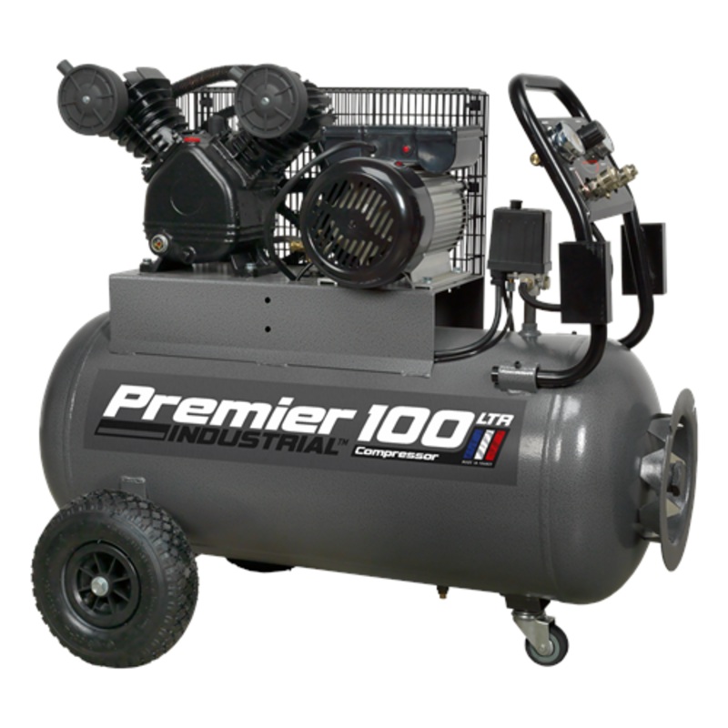 Sealey Premier Air Compressor 100L Belt Drive 3hp with Front Control Panel