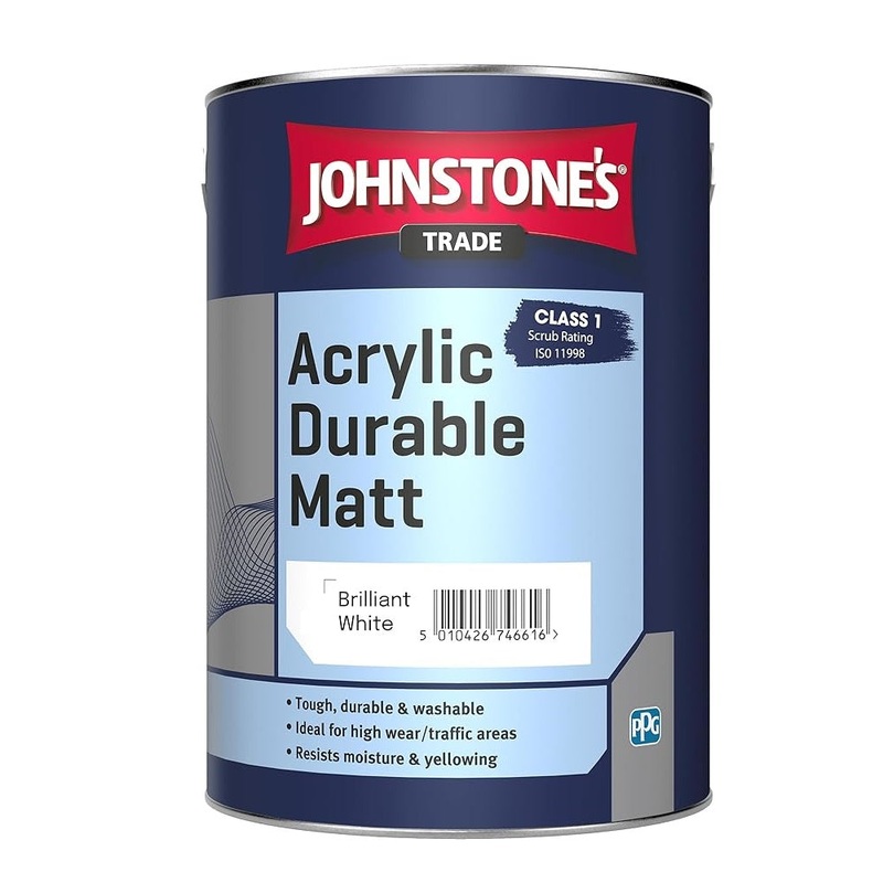 Johnstone’s Trade Acrylic Matt Emulsion Brilliant White 5L Default Title