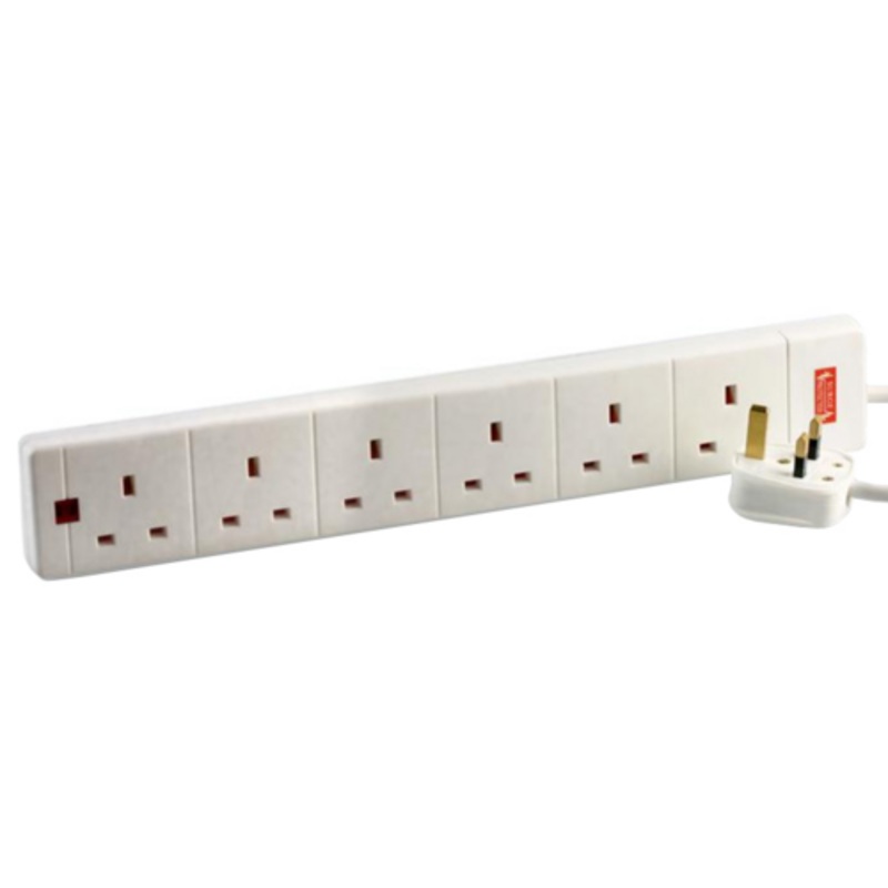 Status 6G White Surge Protected Extension Lead – 2 Meters