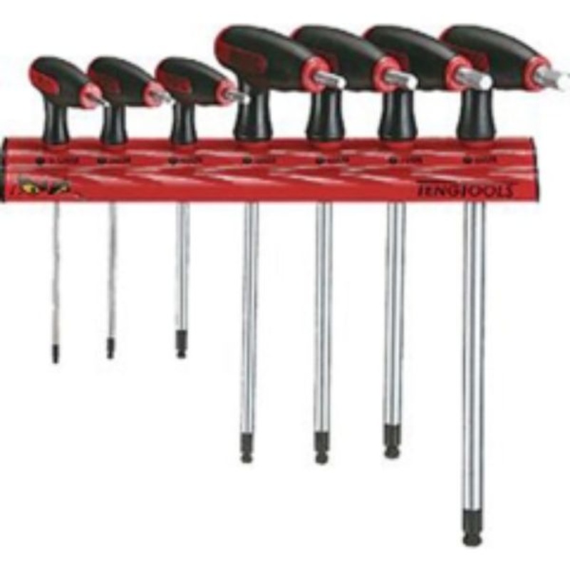 Teng 7Pc T-Handle Metric Hex Set 2.5-8mm W/ Wall Rack