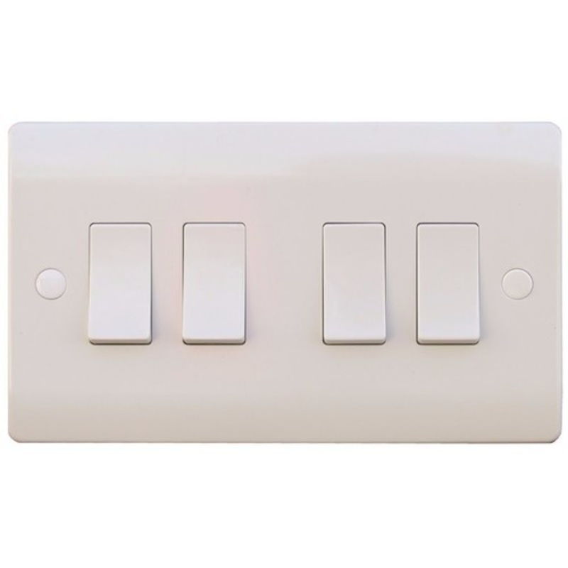 ESR Sline 10A White 4G 2 Way 230V Electric Wall Plate Switch