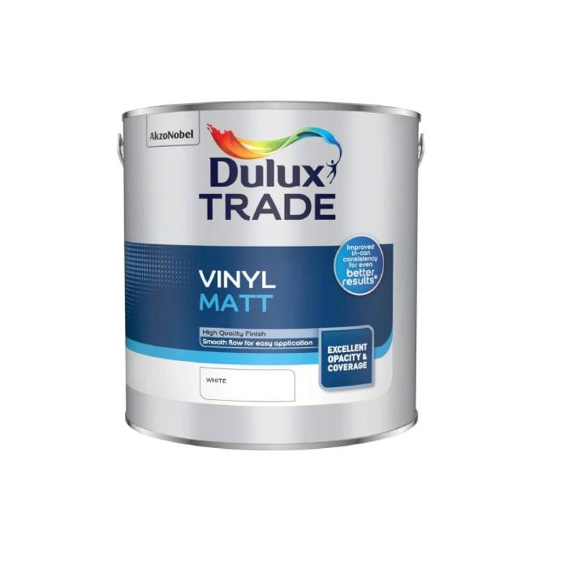 Dulux Trade Vinyl Matt White 2.5L & 5L 2.5