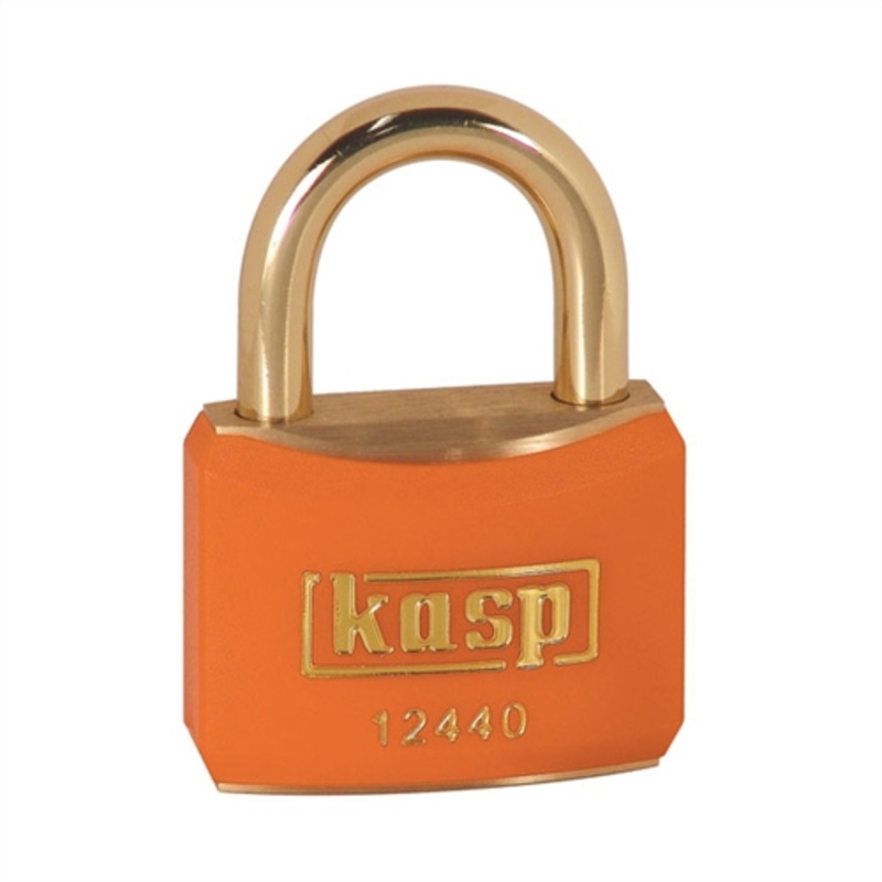 Kasp Brass Padlock – 40mm – Brass Shackle – Orange