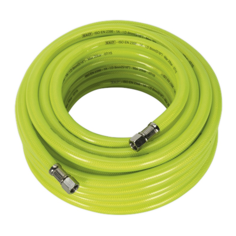 Sealey Air Hose High-Visibility 15m x 8mm with 1/4″BSP Unions