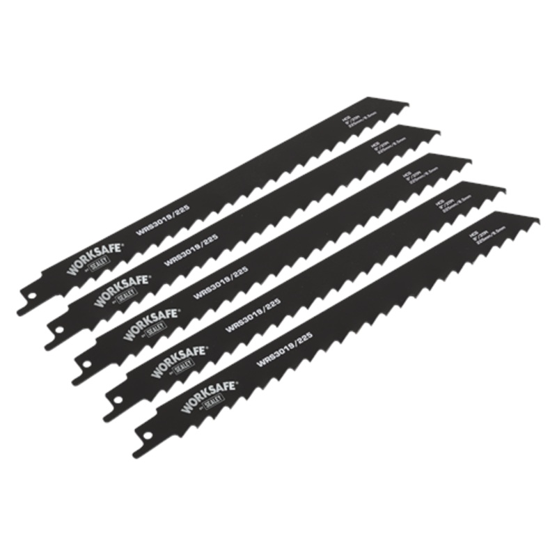 Worksafe Reciprocating Saw Blade Wood 225mm 3tpi – Pack of 5