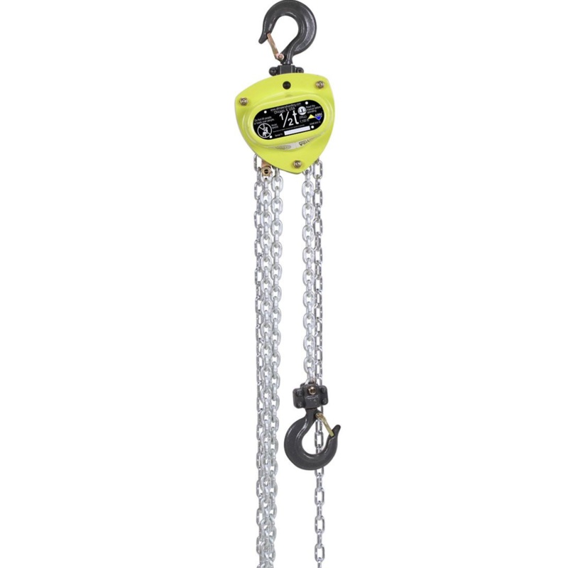All Material Handling MA005-10-08Z Manual Hand Chain Hoist, 0.5 Ton, 10′ Lift, 8′ Drop
