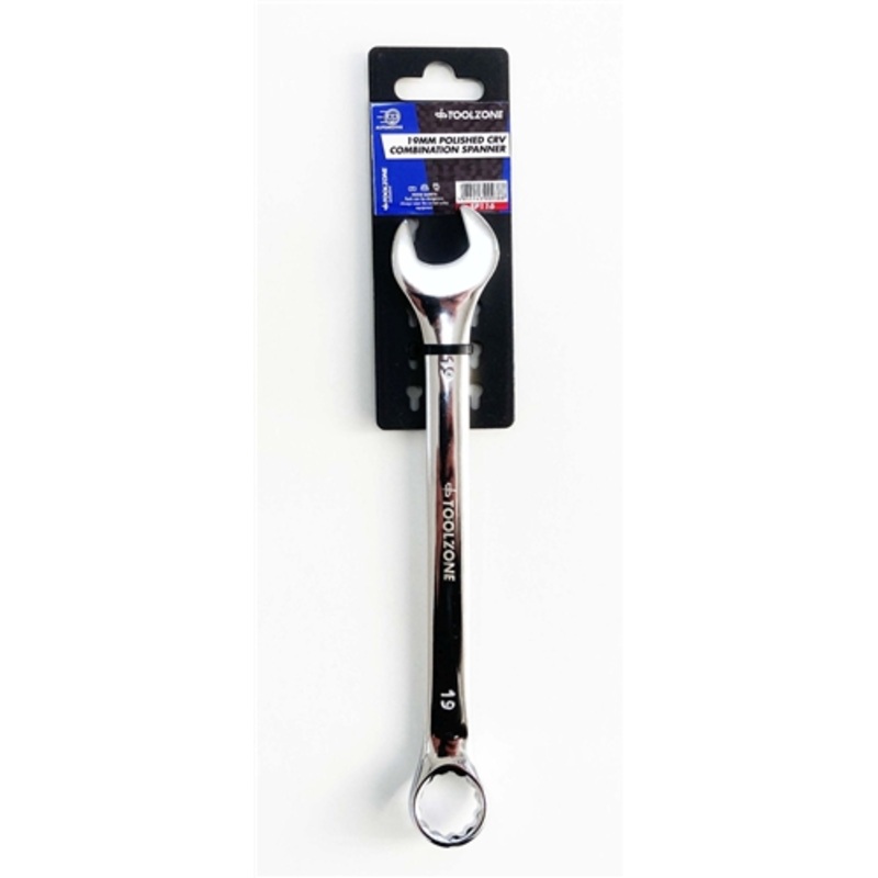 Toolzone 19mm Polished CRV Combi Spanner