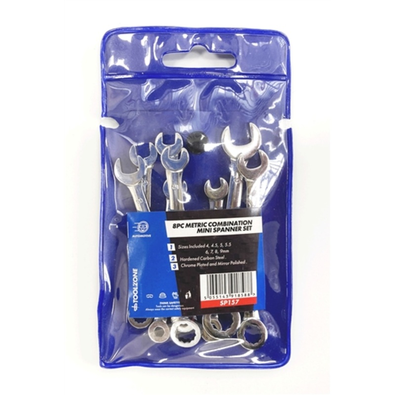 Toolzone 8 Piece Mini Combi Spanner Set 4-9mm