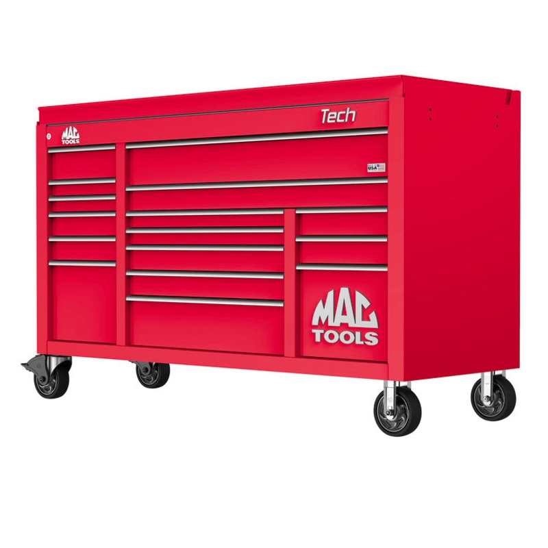 Tech Series 16-Drawer Drop Top Workstation – Firebrick Red