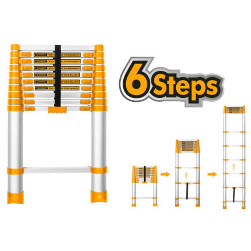 Ingco Telescopic Ladder HLAD080616 Steps (1980mm)