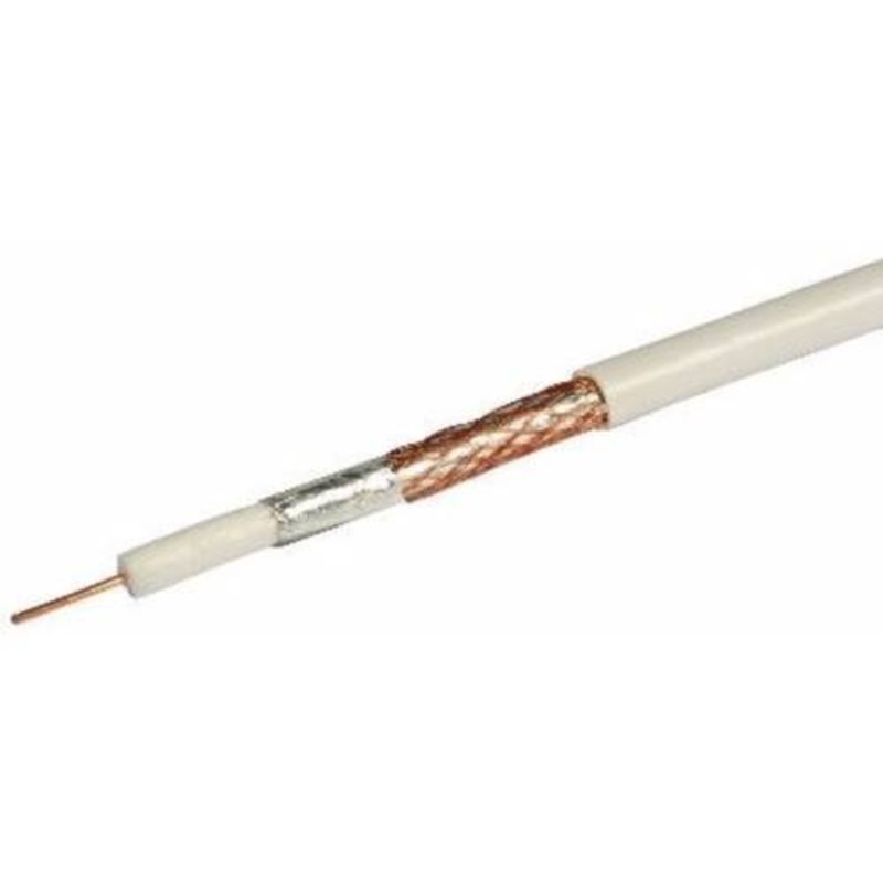 Philex White Single 1mm Solid Copper 75Ohm PF100 Digital Satellite Cable With Foam Filled PE Copper Foil & Bare Copper Braid