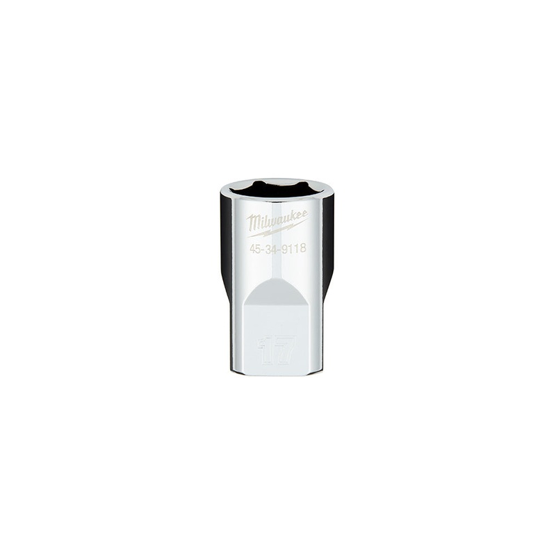1/2 in. Drive 17MM Metric 6-Point Socket with FOUR FLAT Sides