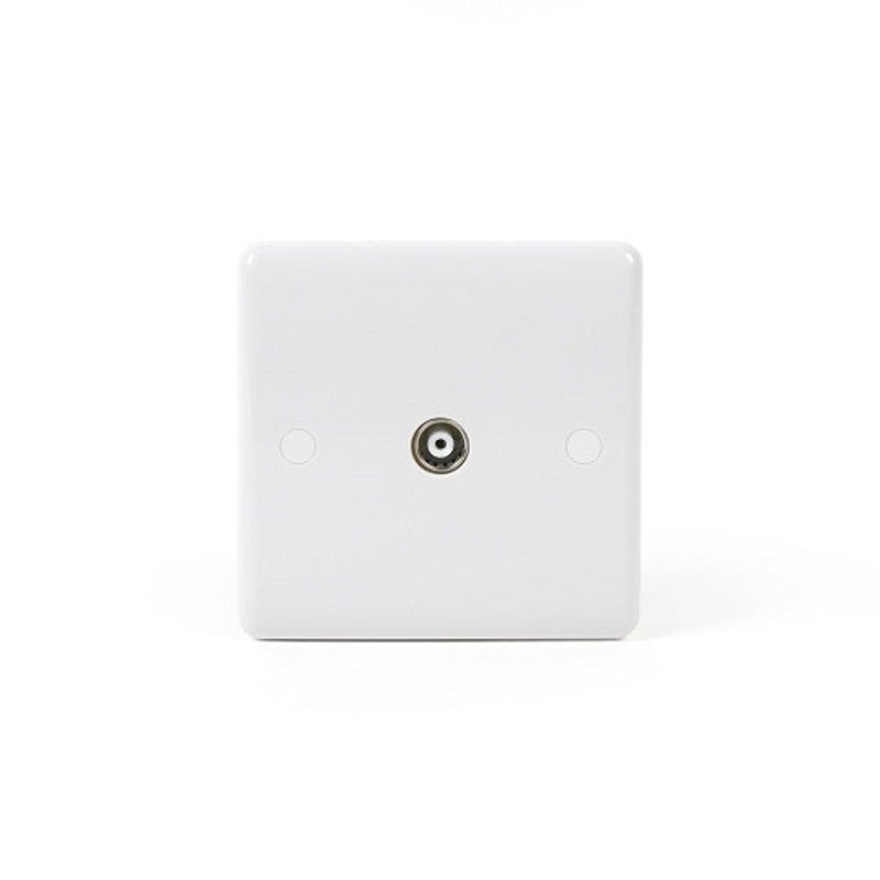 Curved Edge Single Coaxial TV Outlet – White