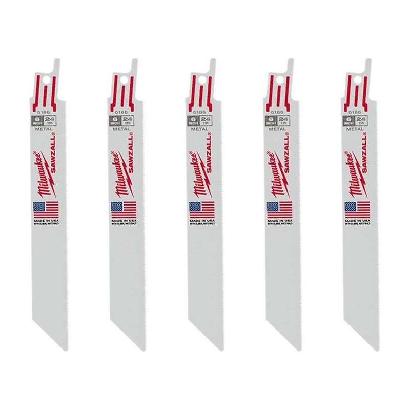 Milwaukee 5-Pack of  with 24 TPI Thin Metal Cutting SAWZALL Reciprocating Saw Blades