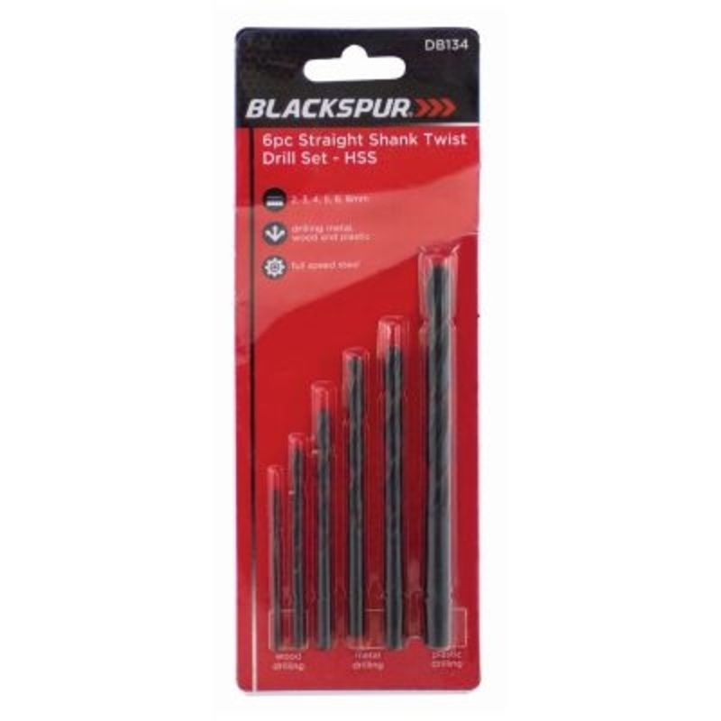 Blackspur 6Pc Straight Shank Twist Drill Set 2-8Mm