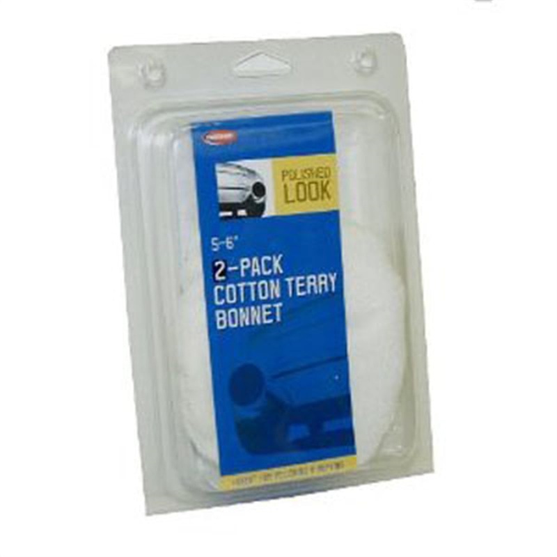 Terry Cotton Polishing Bonnet, 5″ – 6″, for Application and Removal of Wax, Polish and Compounds