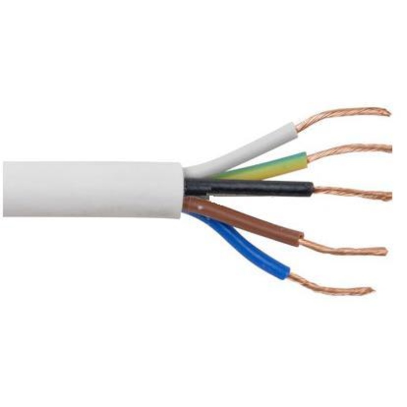 Zexum 0.75mm 5 Core LSZH Flex Cable White Round 3185B
