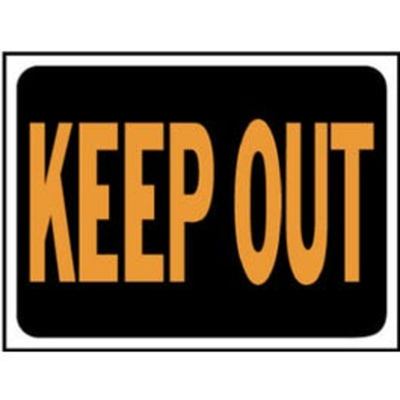 “Keep Out” Sign, Hy-Glo Orange/Black Plastic, 9 x 12-In.