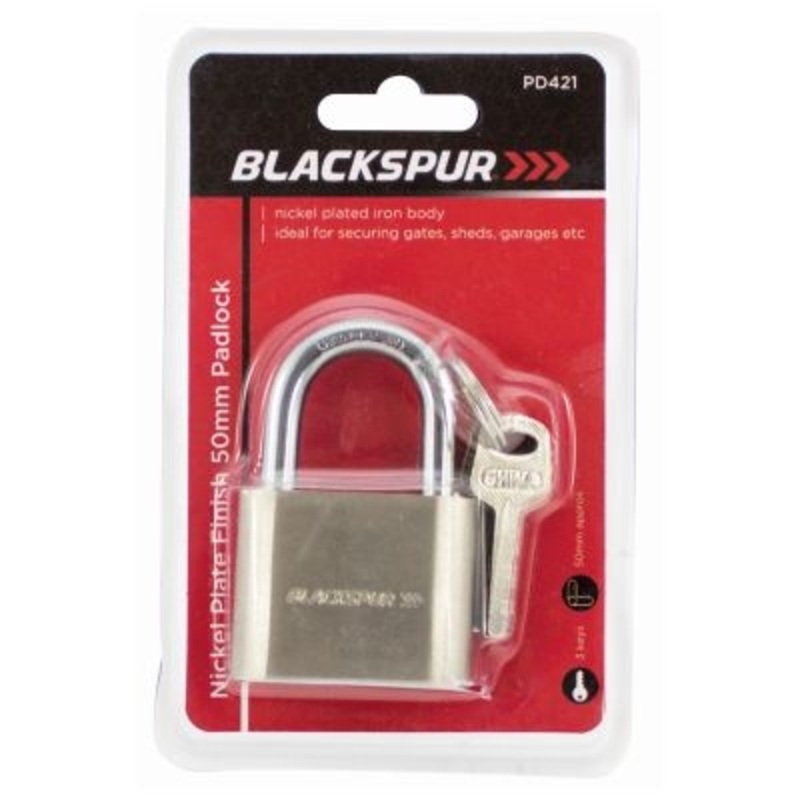 Blackspur Nickel Plate Finish 50Mm Padlock