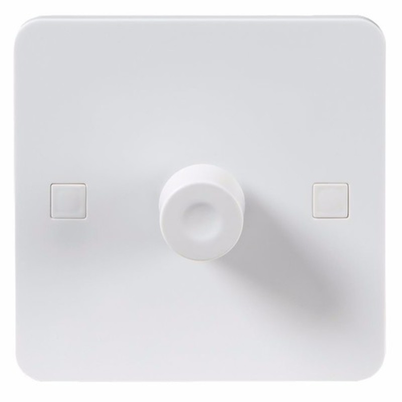 KnightsBridge Pure 4mm 40-400W White 1G 2 Way 230V Electric Dimmer Switch