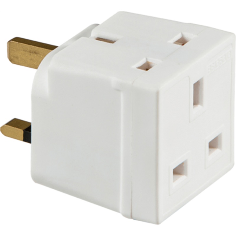 Mercury 13 Amp Two Way Unfused Electrical UK Mains Plug Adaptor
