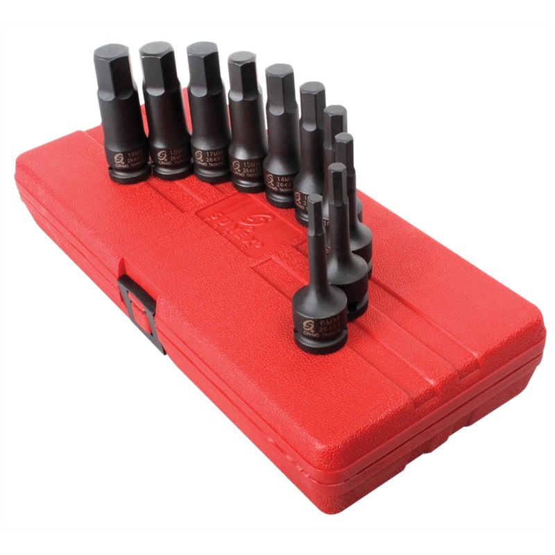 10 Piece 1/2″ Drive Metric Impact Hex Driver Set SUN2639