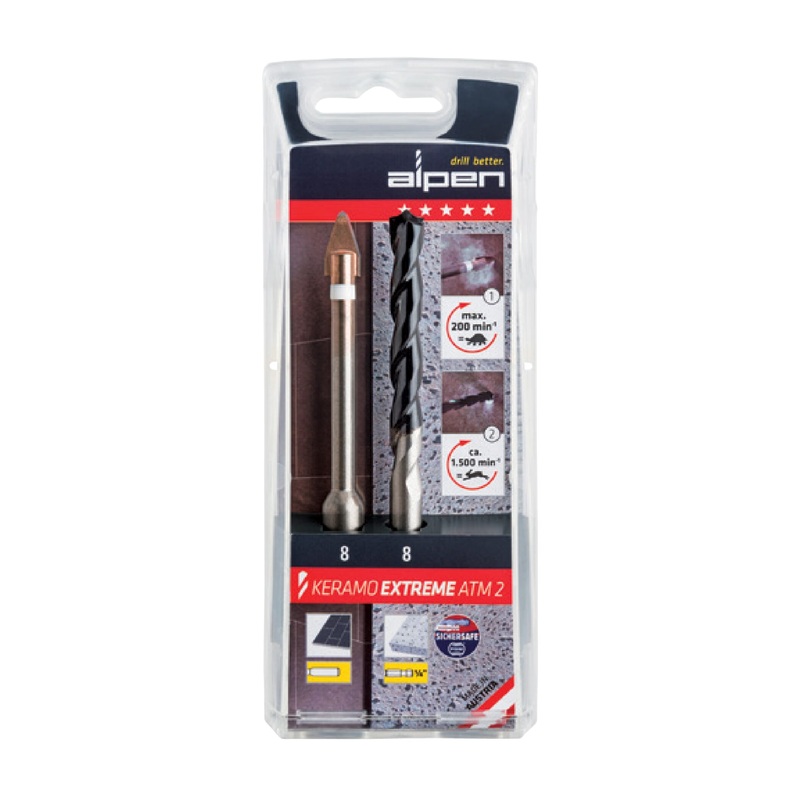 Alpen Set of Keramo and Beton Extreme for Hard Porcelain Tiles in Plastic Cassette, 5.0 Pkt of 2