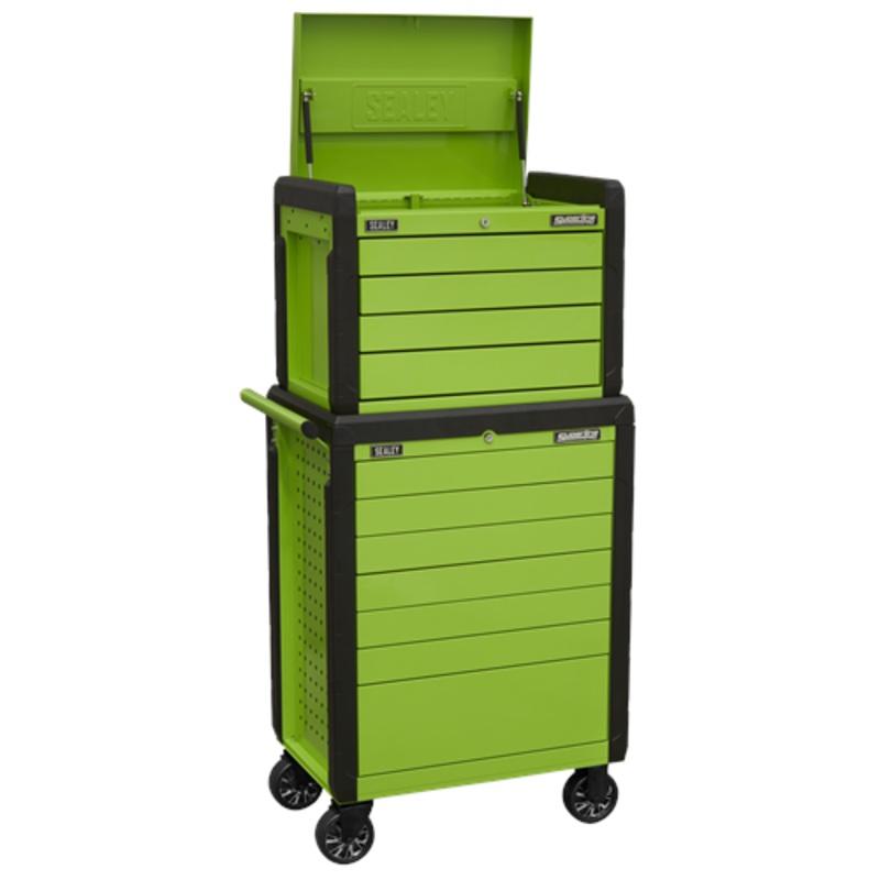 Sealey Superline Pro Topchest & Rollcab Combination 11 Drawer Push-To-Open – Green