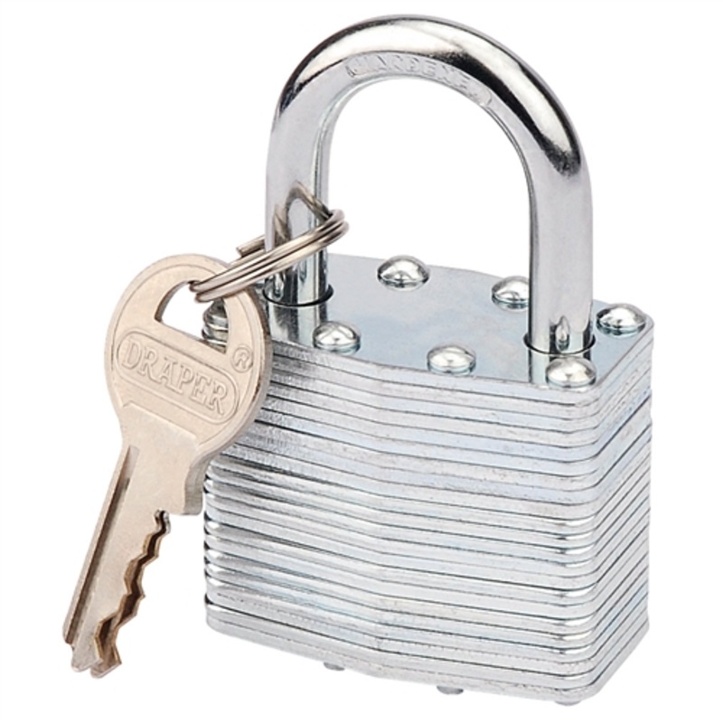 Draper Laminated Steel Padlock, 40 x 23mm