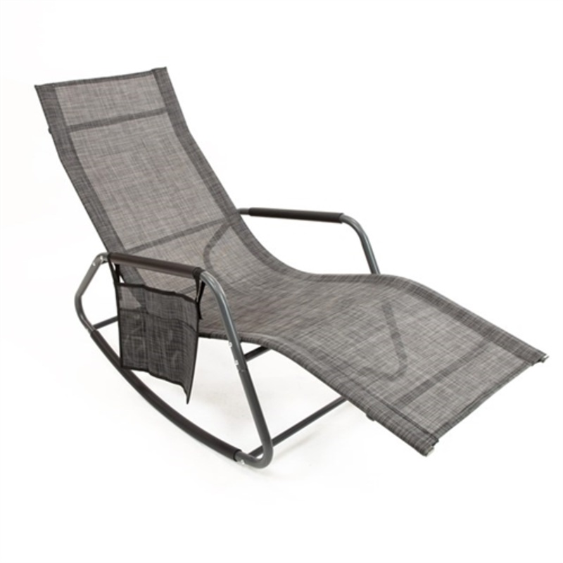 GardenKraft Garden Rocking Relaxing Lounger- Black & Grey